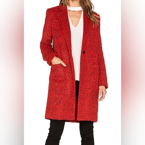 Women's Coat by Zac Posen  Giselle Cosmic Crimson Red Melange Wool Blend Size 12 - Picture 1 of 9